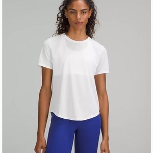 Lululemon High Neck Running Short Sleeve Shirt, white, Size 10